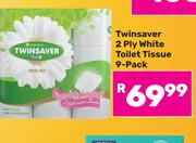 Twinsaver 2 Ply White Toilet Tissue 9-Pack