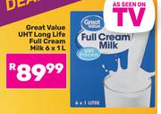 Great value UHT Long Life Full Cream Milk-6 x 1Ltr