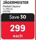 Jagermeister Herbal Liqueur-750ml Each