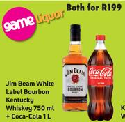 Jim Beam White Label Bourbon Kentucky Whiskey 750ml + Coca Cola 1L-For Both