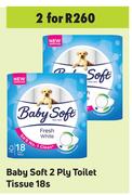 Baby Soft 2 Ply Toilet Tissue-For 2 x 18's Pack