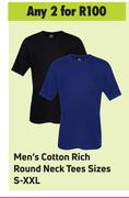 Men's Cotton Rich Round Neck Tees (Sizes S-XXL)-For Any 2