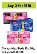 Always Maxi Pads Assorted-For 3 x 12's 16's, 18's Or 20's Pack