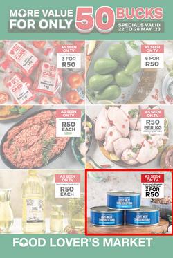 Food Lover's Market Gauteng, Limpopo, North West, Mpumalanga, Free State & Northern Cape : More Value For Only 50 Bucks (22 May - 28 May 2023), page 1