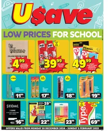 Usave Western Cape : Low Prices For School (30 December 2024 - 02 February 2025)