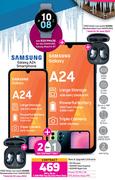 2 x Samsung Galaxy A24 Smartphone-On 1.2GB Red Top Up Core More Data + On Promo 75