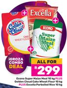 Econo Super Maize Meal 10Kg+ Golden Cloud Cake Wheat Flour 10Kg+ Excella Parboiled Rice 10Kg-All For