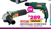 Ryobi 650W Grinder Or 550W Drill-Each