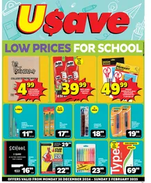 Usave Gauteng, Mpumalanga & Limpopo : Low Prices For School (30 December 2024 - 02 February 2025)