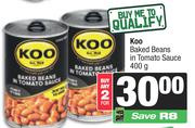 Koo Baked Beans In Tomato Sauce-For 2 x 400g