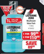 Listerine Zero Mouthwash Value Pack-For 2 x 1L