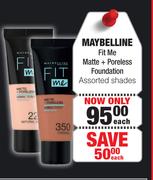 Maybelline Fit Me Matte + Poreless Foundation Assorted Shades-Each
