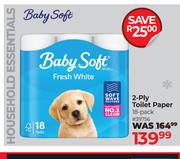 Baby Soft 2 Ply Toilet Paper 18 Pack