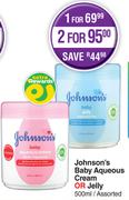 Johnson's Baby Aqueous Cream Or Jelly Assorted-500ml Each