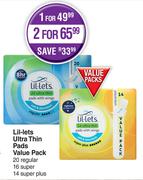 Lil-Lets Ultra Thin Pads Value Pack-Each Pack