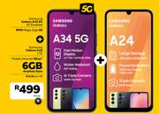 Samsung Galaxy A34 5G Enabled-On MTN Mega Gigs XS + Samsung Galaxy A24 LTE-Mobile Internet Silver