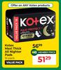 Kotex Maxi Thick All Nighter Pads 16 Pack