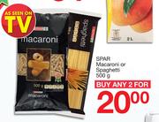 Spar Macaroni Or Spaghetti-2 x 500g