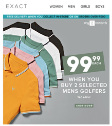 Exact : Men's Golfers (Request Valid Dates From Retailer)