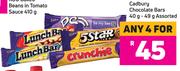 Cadbury Chocolate Bars Assorted-For Any 4 x 40g/49g