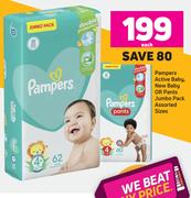Pampers Active Baby, New Baby Or Pants Jumbo Pack (Assorted Sizes)-Each
