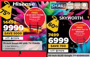 Hisense 75" Smart 4K UHD TV 75A6Q Incl. Free 39-80" Tilting TV Bracket