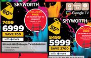 Skyworth 60" QLED Google TV 60Q6600H With Free 21-70" Tilt TV Bracket