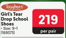 Toughees Girl's Tear Drop School Shoes Size 9-1-Per Pair