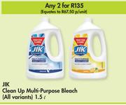 Jik Clean Up Multi Purpose Bleach (All Variants)-For 2 x 1.5L