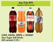 Coke, Fanta, Sprite Or Stoney Zero Sugar Soft Drinks (All Variants)-For 4 x 2.25L