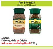 Jacobs Kronung, Gold Or Origins (All Variants Excluding Decaf)-For 2 x 200g