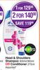 Head & Shoulders Shampoo 400ml./360ml Or Conditioner 275ml Assorted-For 1