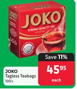 Joko Tagless Teabags-100's Each
