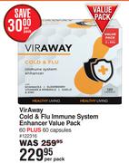 VirAway Cold & Flu Immune System Enhancer Value Pack 60 Plus 60 Capsules-Per Pack