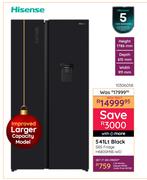 Hisense 541L Black SBS Fridge H680SMIB-WD 10306058