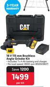 CAT 18V 115mm Brushless Angle Grinder Kit-Per Kit