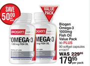 Biogen Omega-3 1000mg Fish Oil Value Pack 90 Plus 90 Softgel Capsules-Per Pack