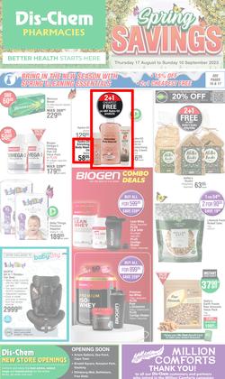 Dis-Chem : Spring Savings (17 August - 10 September 2023), page 1