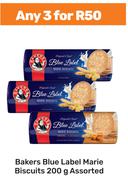 Bakers Blue Label Marie Biscuits Assorted-For 3 x 200g