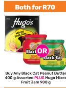 Black Cat Peanut Butter 400g Plus Hugo Mixed Fruit Jam 900g-Both For