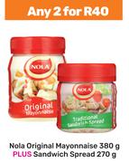 Nola Original Mayonnaise 380g Plus Sandwich Spread 270g-For Any 2