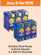 Brookes Oros Ready To Drink Squash Assorted-For 2 x 6 x 200ml
