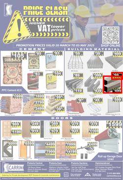 K Carrim Builders Mecca : Price Slash (20 March - 05 May 2025), page 1