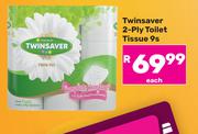 Twinsaver 2 Ply Toilet Tissue 9s-Each