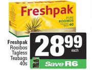 Freshpak Rooibos Tagless Teabags-40s Pack