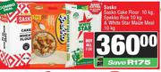 Sasko Cake Flour 10Kg, Spekko Rice 10Kg & White Star Maize Meal 10Kg-For All
