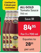 All Gold Tomato Sauce-For 3 x 700ml