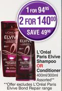 L'oreal Paris Elvive Shampoo Or Conditioner-400ml/300ml Each
