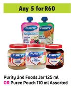 Purity 2nd Foods Jar 125ml Or Puree Pouch 110ml Assorted-For 5