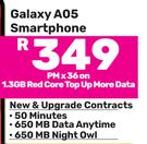 Samsung Galaxy A05 Smartphone-On 1.3GB Red Core Top Up More Data